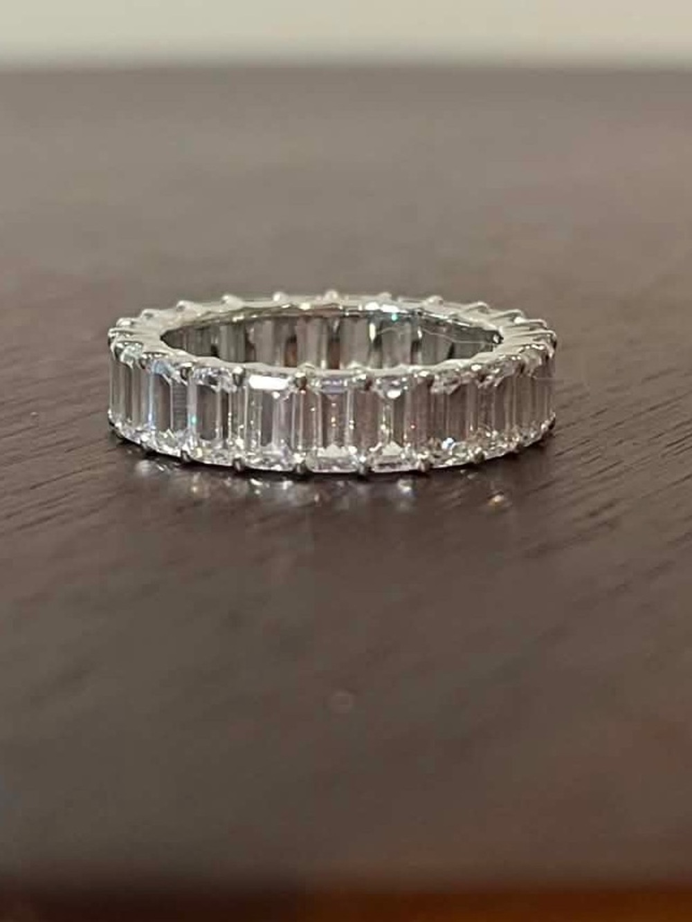 Prime Art & Jewel PAJ 925 Sterling Silver Emerald Cut Eternity Band Ring Size 8
